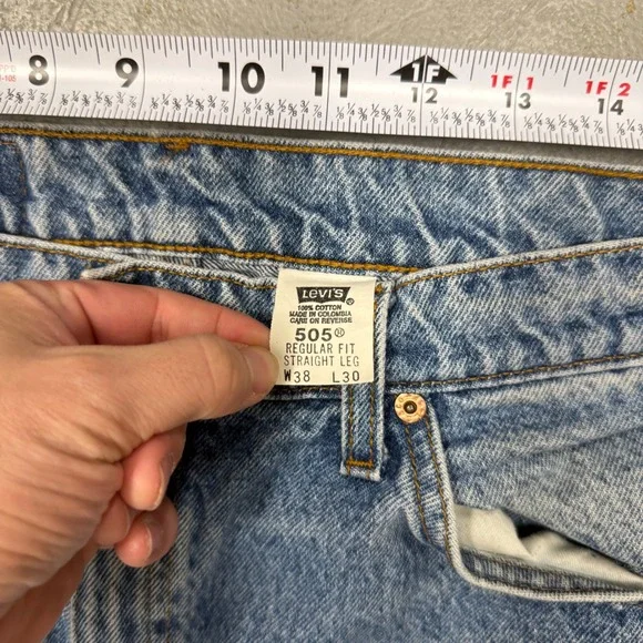 Vintage Levi's 505 Regular Fit Jeans Light Wash Orange Tab 36 x 29 - Picture 5 of 8